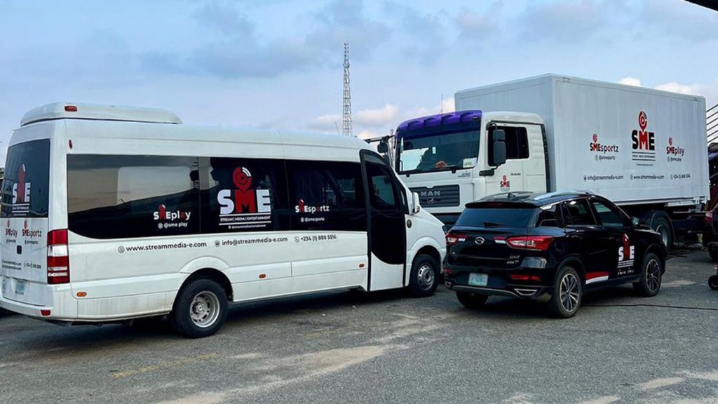 SME broadcast vehicles during one of Vandrezzer FC home game at the Teslim Balogun Stadium, Lagos (Photo Credit: The Athletic NG) 