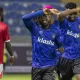 Junior Lokossa and Sporting Lagos players celebrating their win against Niger Tornadoes