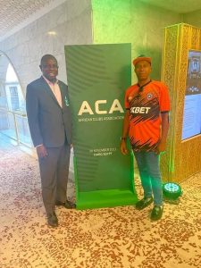 2nd Vice President of ACA, Elder Paul Bassey (On Suit) and Akwa United FC Secretary, Omon Bassey Omon at the African Clubs Association launch in Cairo, Egypt 