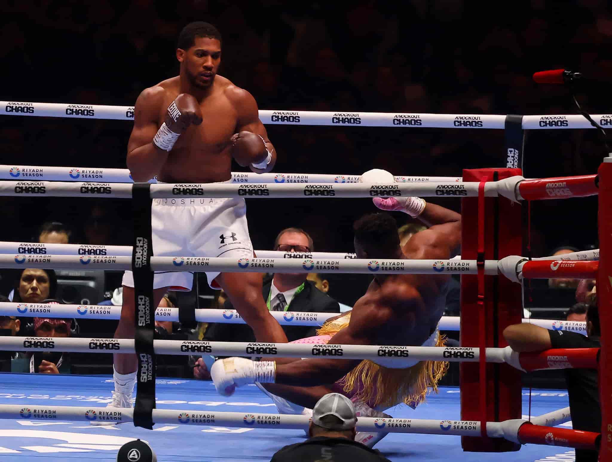 nthony Joshua, 34, delivered a resounding message to the heavyweight division by securing a devastating second-round knockout victory over Francis Ngannou