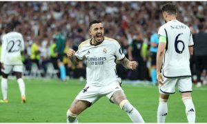 Joselu of Real Madrid celebrates