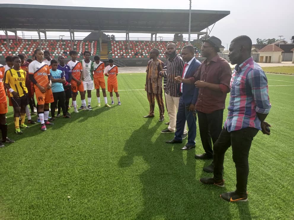 Akwa Ibom State FA Board Members addressing Ibom Angels FC players.