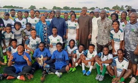 Nasarawa Amazons Pose before NWFL Super Six trip