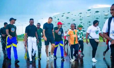 Super Eagles vice-captain and AFCON 2023 MVP William Troost-Ekong attended the opening of the 2024 Africa Academy Stars tournament in Uyo