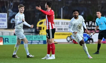 nwakali celebrates scoring for barnsley