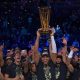 Giannis lifting the NBA Cup