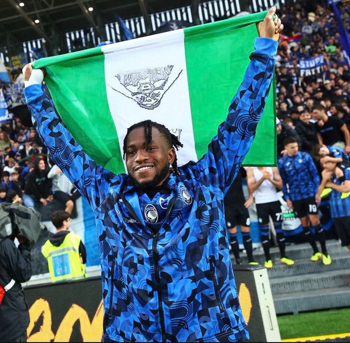 Ademola lookman celebrates scoring for Atalanta