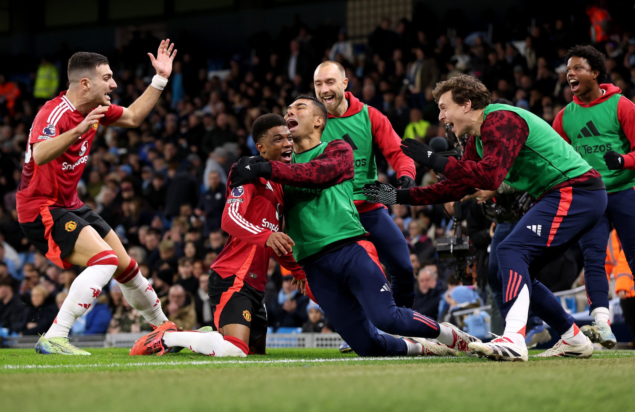 amad diallo after scoring the winner for manchester united in the manchester derby against city