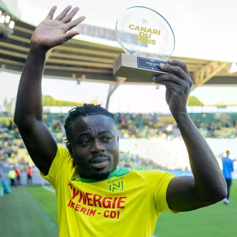 Moses Simon has been named Nantes’ Player of the Month for December, earning recognition for his exceptional contributions.