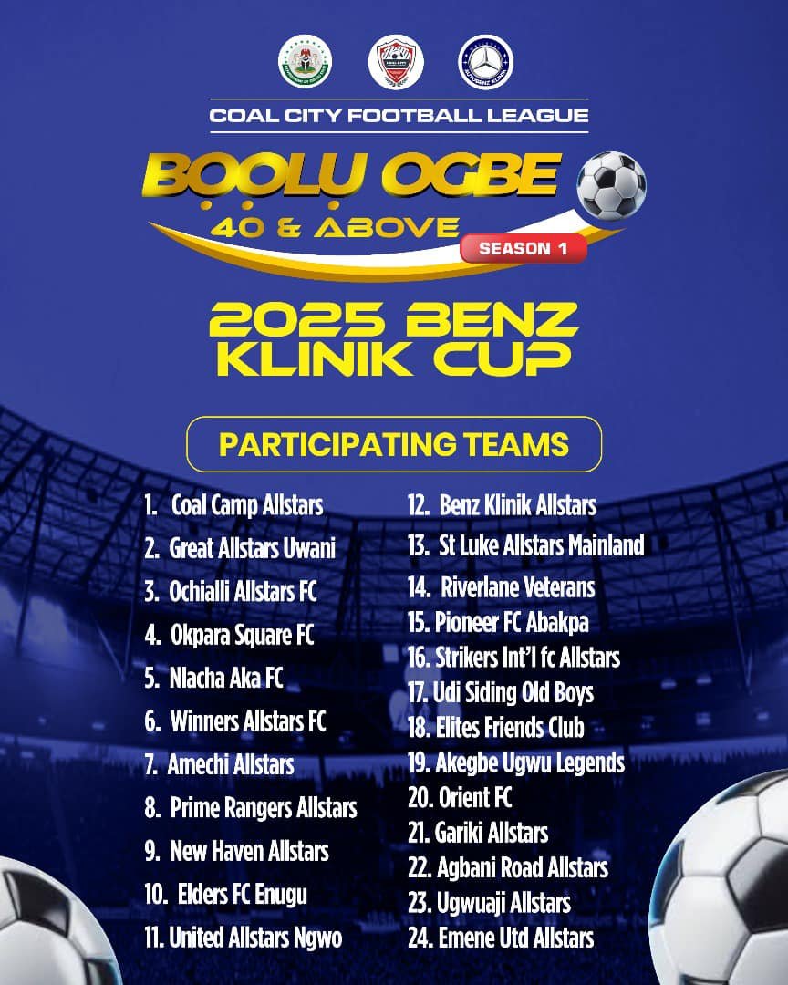 The 2025 Boolu Ogbe Benz Klinik Cup, organized by the Coal City Football League, was officially unveiled in a grand ceremony.